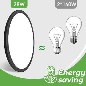 zemty Black LED Ceiling Light Selectable Round Flat Light Fixtures