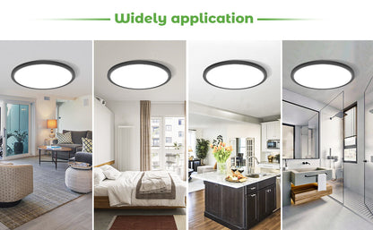 zemty Black LED Ceiling Light Selectable Round Flat Light Fixtures