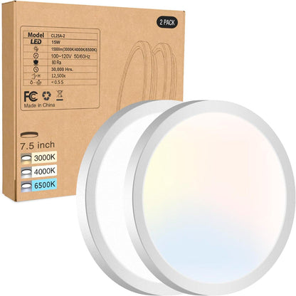 2PACK White Flush Mount Ceiling Light Fixture-7.5"