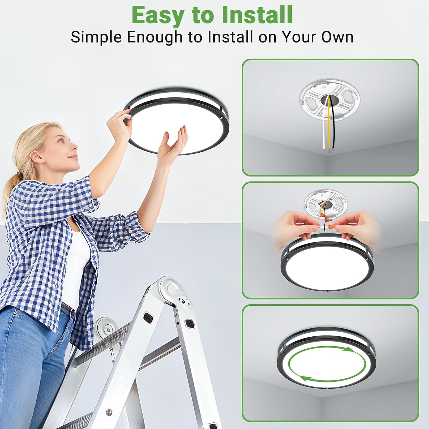 Zemty CL90 ceiling light installation guide, 3-step quick install for one person
