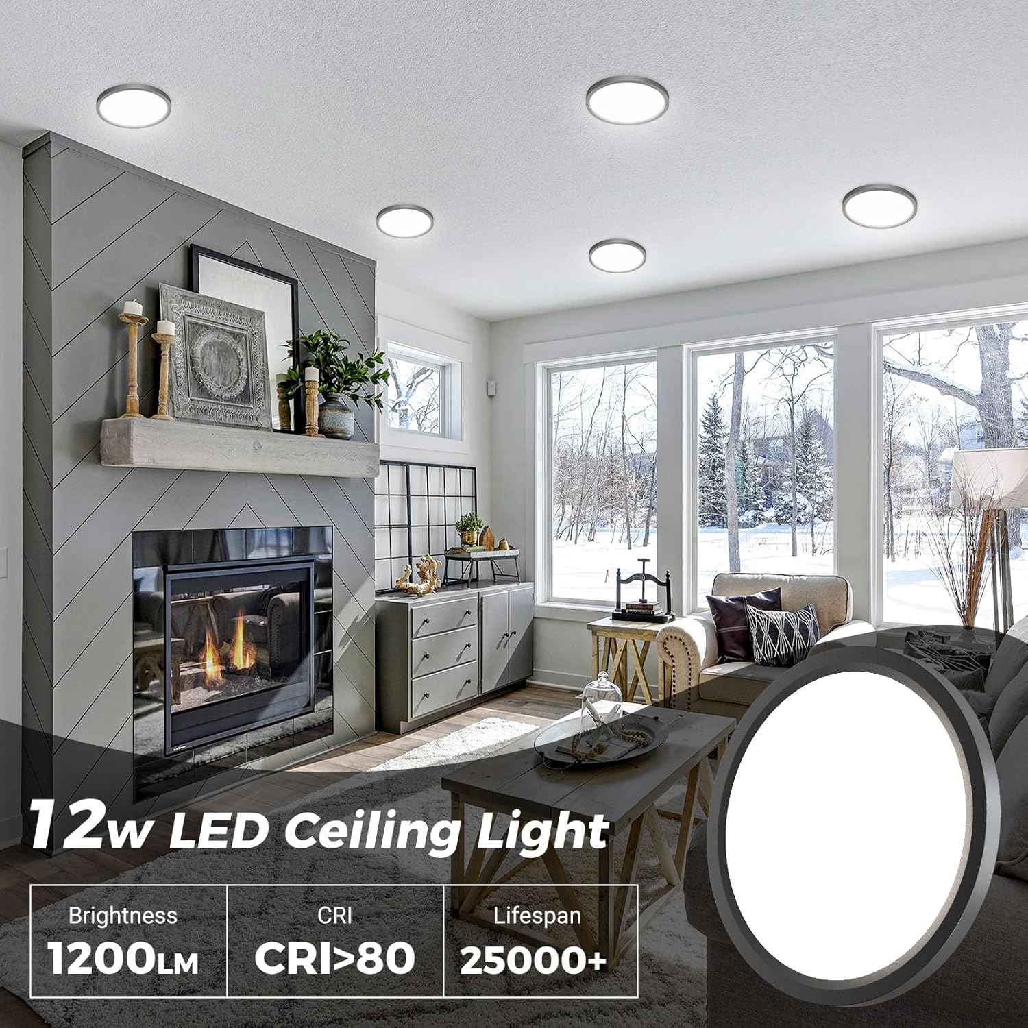 Zemty CLS16 12W LED ceiling light, 1200LM brightness, CRI>80, 25000+ lifespan