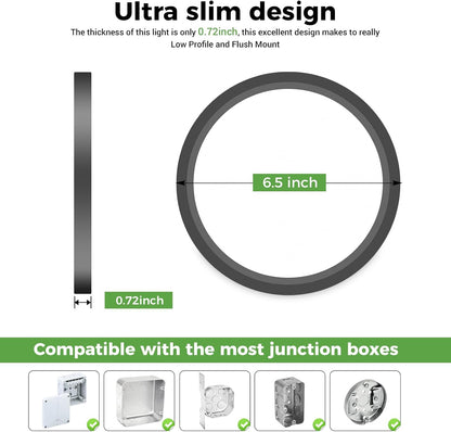 Zemty CLS16 6.5-inch ultra-slim ceiling light, 0.72-inch thickness, low profile flush mount