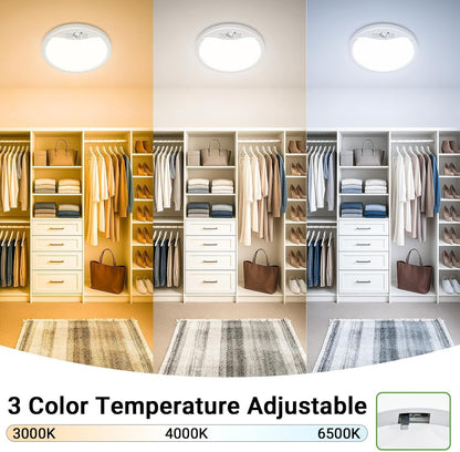 Zemty CLS22S ceiling light with 3 color temperatures: 3000K warm, 4000K neutral, 6500K cool white