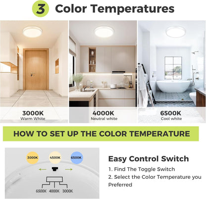 Zemty CLS29 ceiling light with 3 color temperatures (3000K warm/4000K neutral/6500K cool), toggle switch control