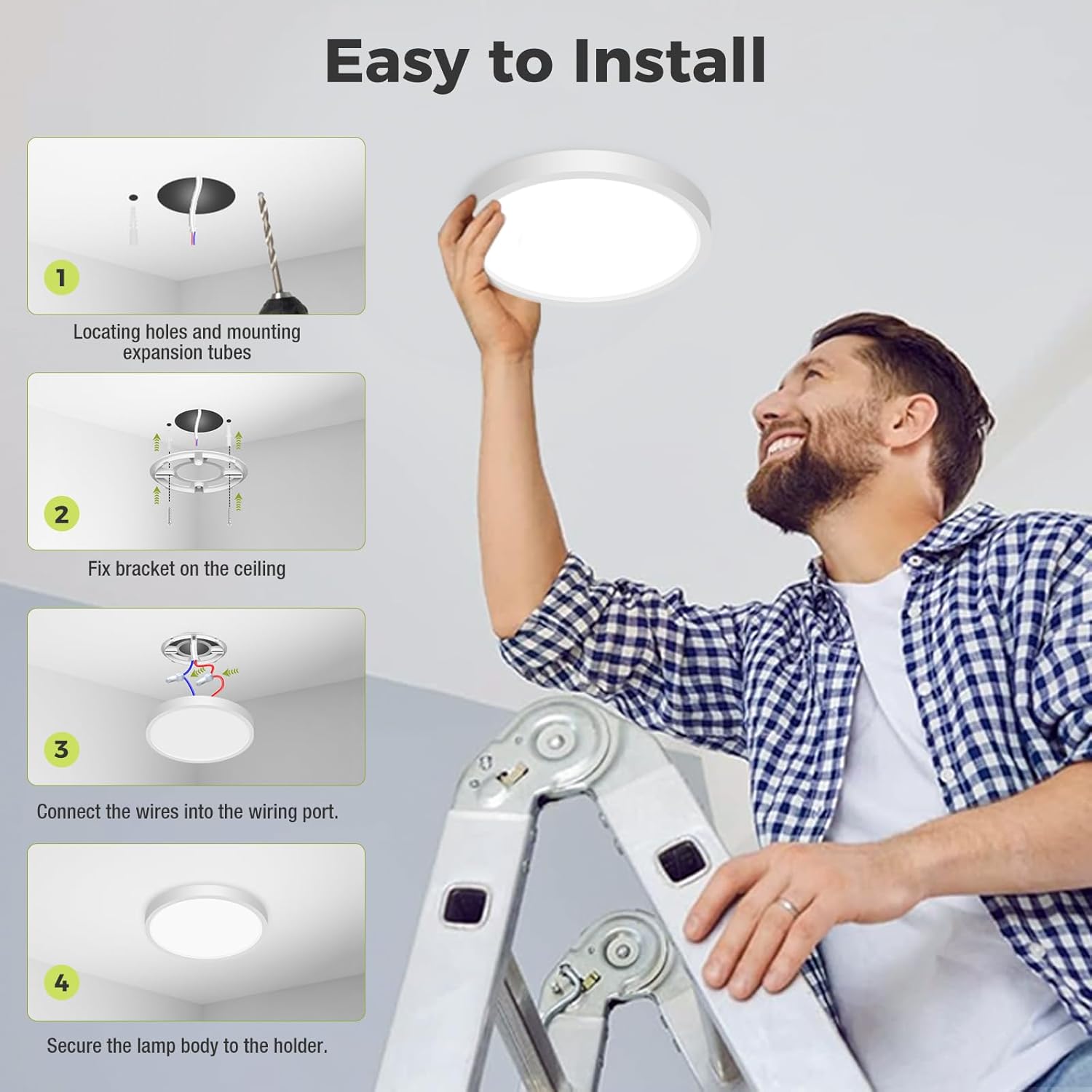Zemty CLS29 ceiling light 4-step installation guide, simple and quick to install