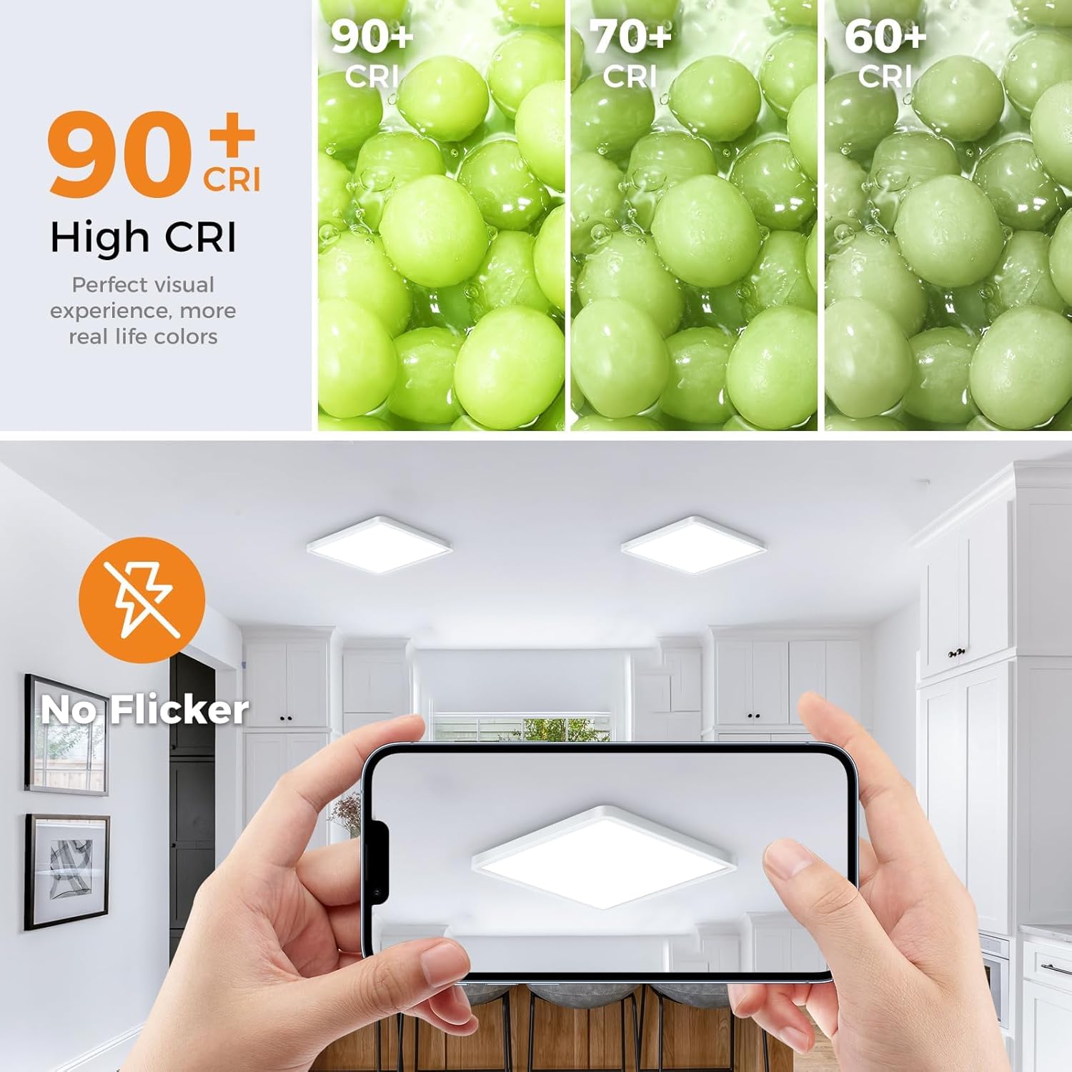 Zemty CLSF18 ceiling light with CRI90+ high color rendering, flicker-free soft light to protect eyes