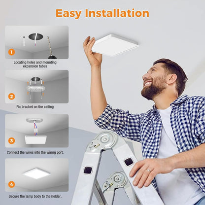 Zemty CLSF18 ceiling light installation guide, 4-step quick install for surface mount lights