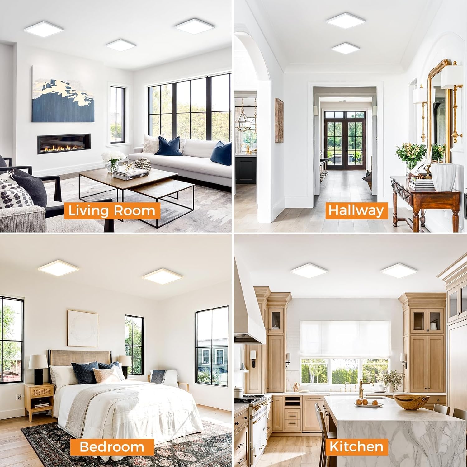 Zemty CLSF18 square ceiling light for living room, hallway, bedroom, kitchen and other indoor spaces