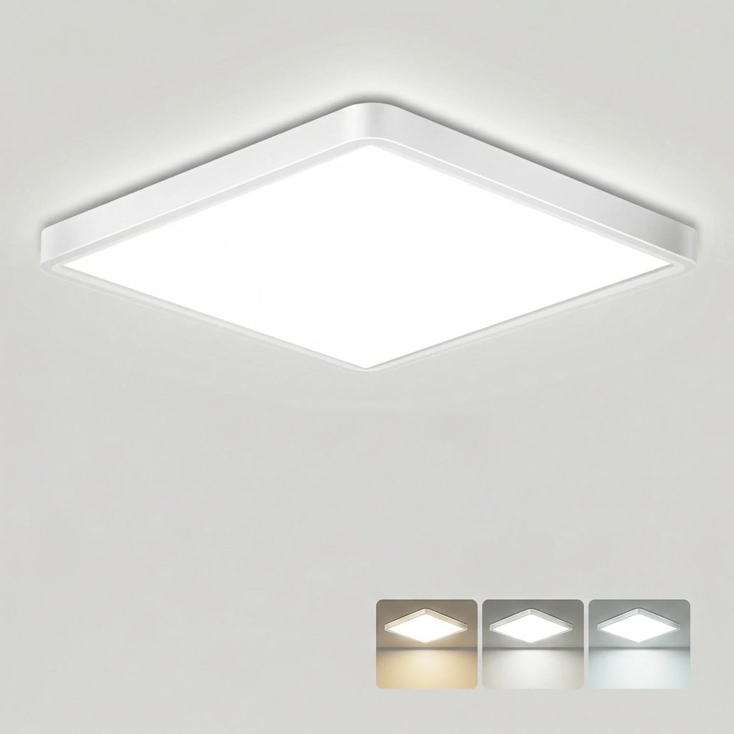 Zemty CLSF18 square LED ceiling light, 3 color temperature flush mount light for home use