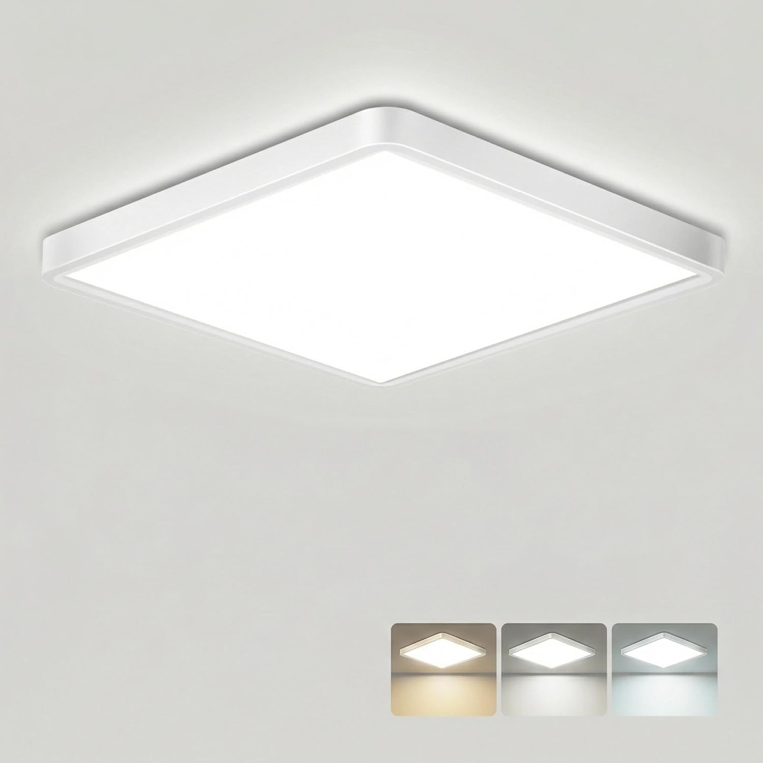 Zemty CLSF18 square LED ceiling light, 3 color temperature flush mount light for home use