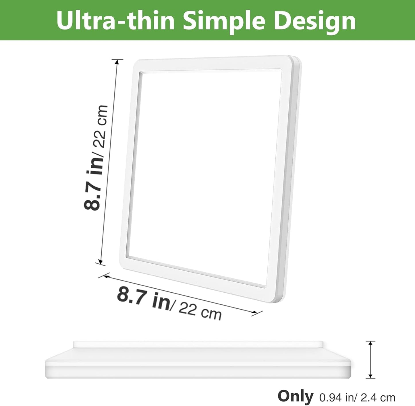 Zemty CLSF22 8.7-inch square ceiling light, 0.94-inch ultra-thin profile, low profile flush mount