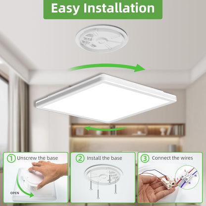 Zemty CLSF22 ceiling light installation guide, 3-step quick install with rotating lock base