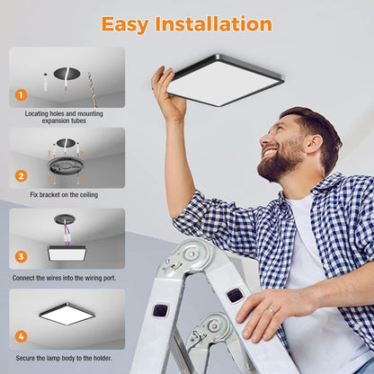 Zemty CLSF29 ceiling light installation guide, 4-step quick install for surface mount lights