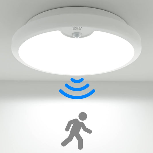 Zemty CS01B battery-powered motion sensor LED ceiling light, 3-mode auto/on/off wireless light