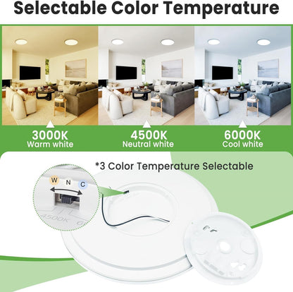 zemty LED Ceiling Light Flush Mount Super Slim Ceiling Lamp with 3 Color Temperature in One