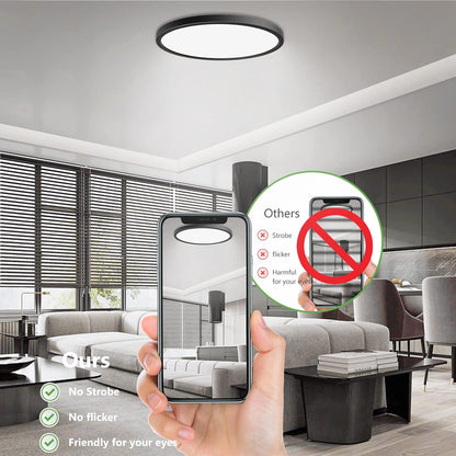zemty LED Flush Mount Black Round Ceiling Light for Bedroom,Dining Room, Kitchen