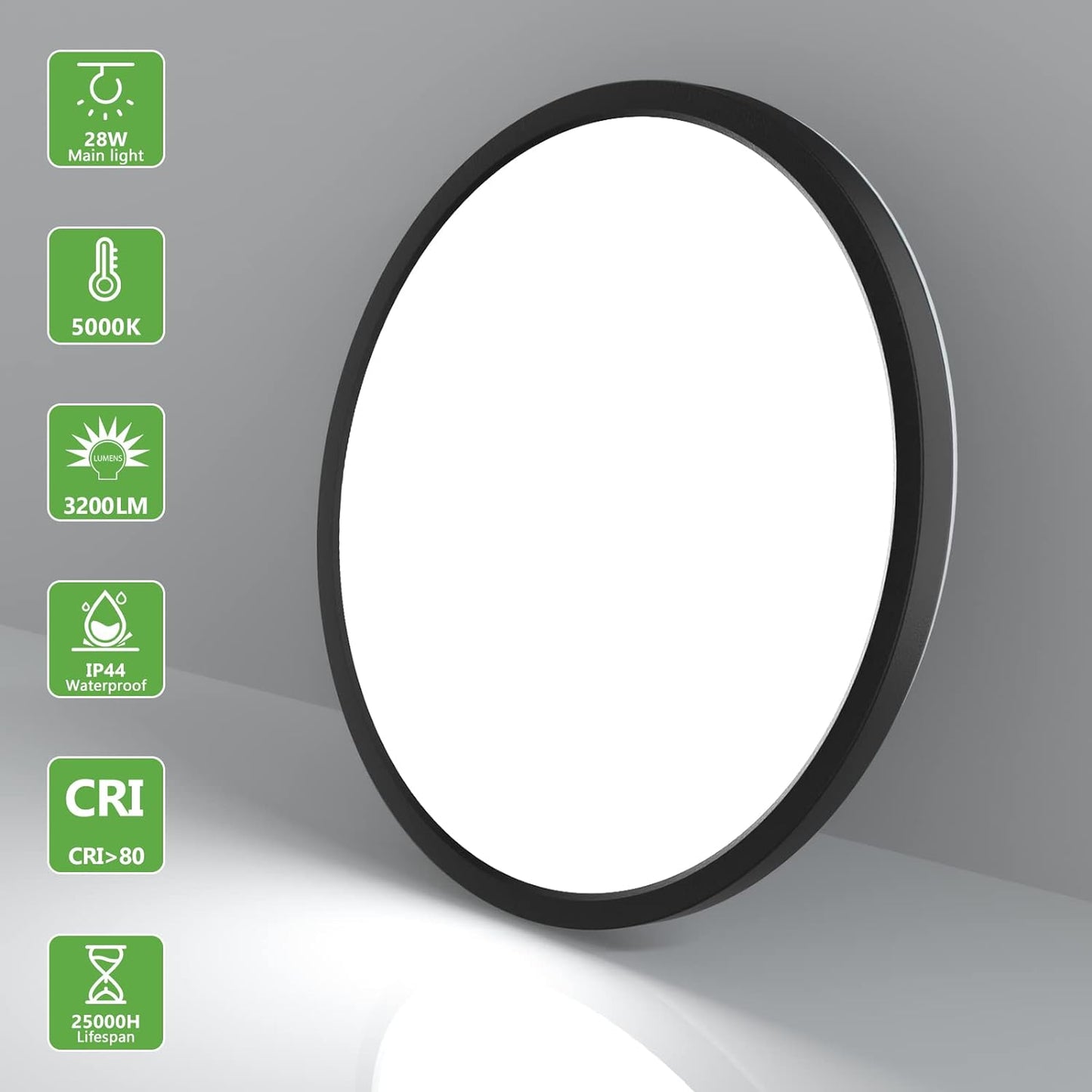 zemty LED Flush Mount Black Round Ceiling Light for Bedroom,Dining Room, Kitchen