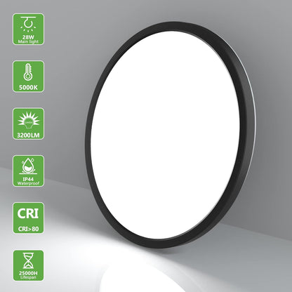 zemty LED Flush Mount Black Round Ceiling Light for Bedroom,Dining Room, Kitchen
