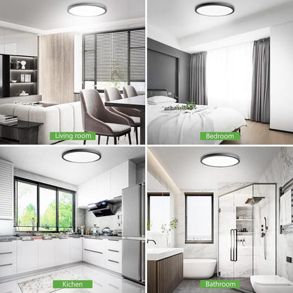 zemty LED Flush Mount Black Round Ceiling Light for Bedroom,Dining Room, Kitchen
