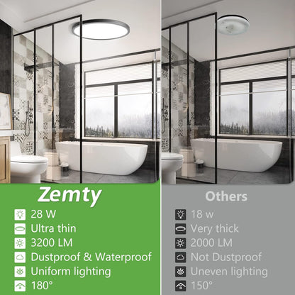 zemty LED Flush Mount Black Round Ceiling Light for Bedroom,Dining Room, Kitchen
