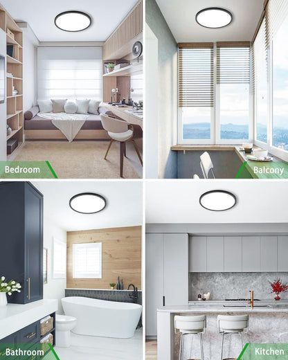 zemty LED Flush Mount Ceiling Light Thin Round Flat Black for Hallway, Kitchens, Stairwells, Bedrooms